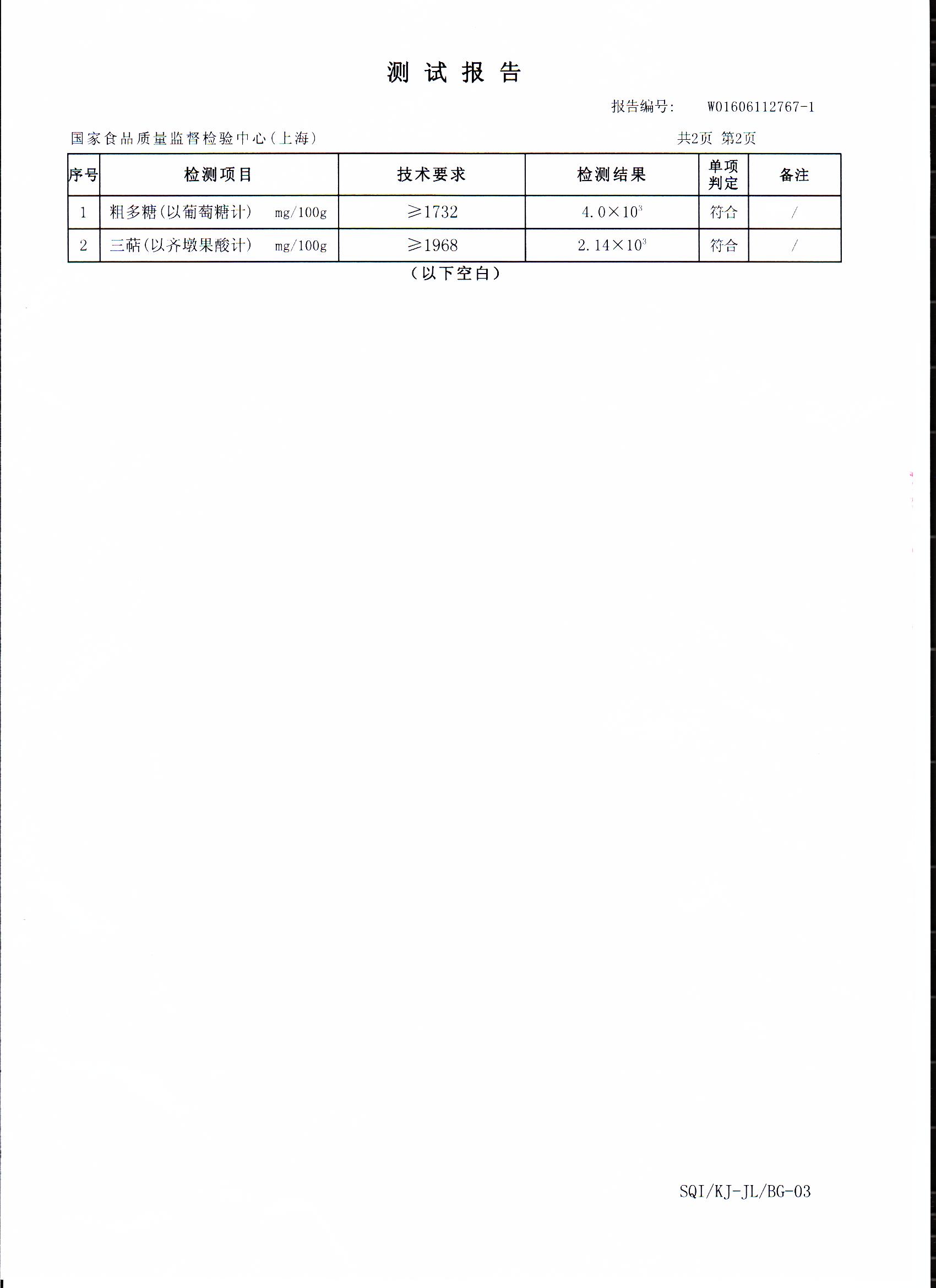 2016年菇新破壁灵芝孢子粉有效成分含量检测报告