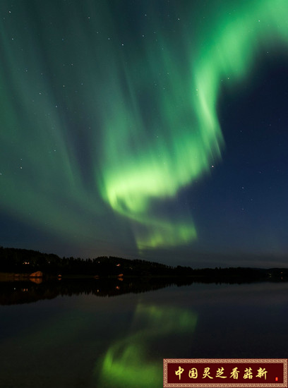 8月23日晚 瑞典Erikslund村的空中出现极光景观